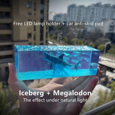 고래 led 조명 수지 푸른 상어 에폭시 공예 장식품 홈 장식 자동차 3, 빙산고래, 15x5x5cm, IcebergHumpbackWhale+15x5x5cm
