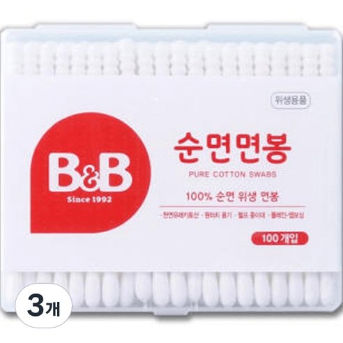 비앤비 유아용 면봉 사각, 200개입, 8개