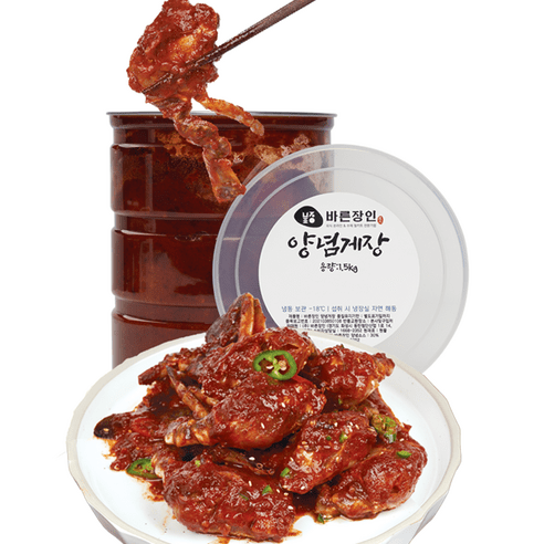 바른장인 국내산 수제 양념게장 1.5kg 살이꽉찬 절단꽃게, 1개
