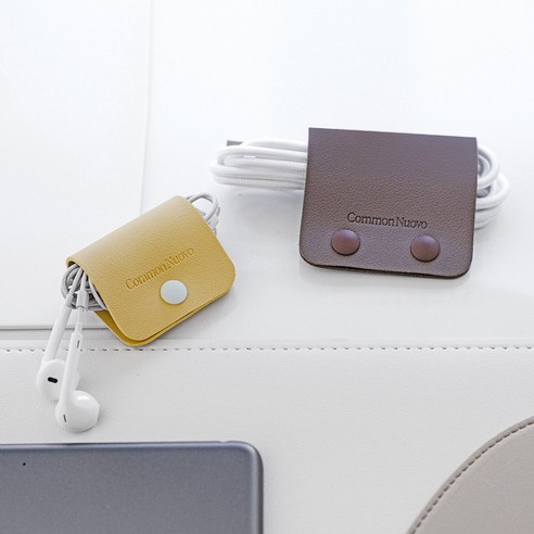 케이블홀더 가죽 케이블타이 컴퓨터 선 전선 정리 가죽 케이블 usb 이어폰 정리, 코코아(L), 1개