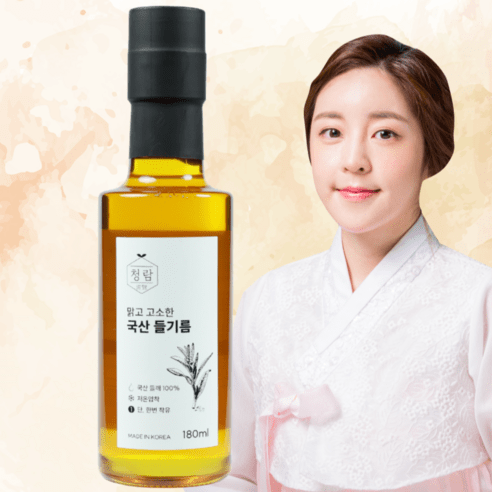 청람 국산 저온압착 들기름 180ml, 2개
