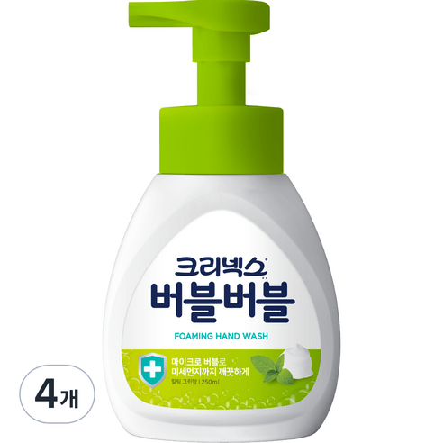 크리넥스 버블버블 핸드워시 힐링그린, 250ml, 4개