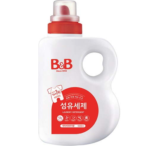 비앤비 섬유 유아 세제 베이비파우더향, 1500ml, 2개