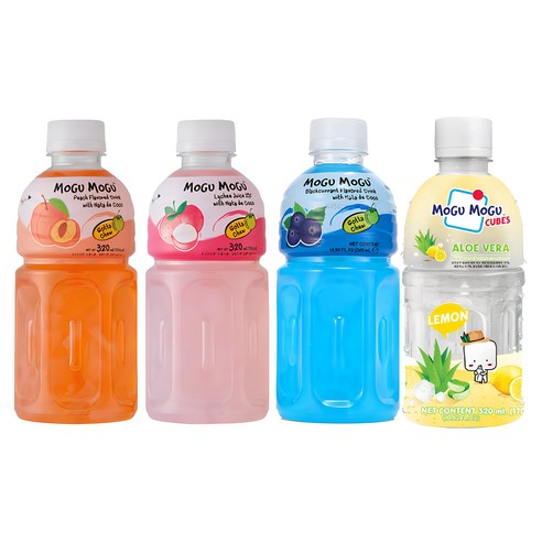 모구모구 4종혼합(복숭아+리치+블랙커런트+알로에베라 큐브 레몬) 320mlx24ea, 상세페이지 참조, 24개