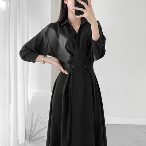 핀턱카라 원피스 린넨 로로희 플리츠 럭키슈에뜨 펀칭 주크 플리츠미 키작녀 자주 하객룩 상견례 QW01