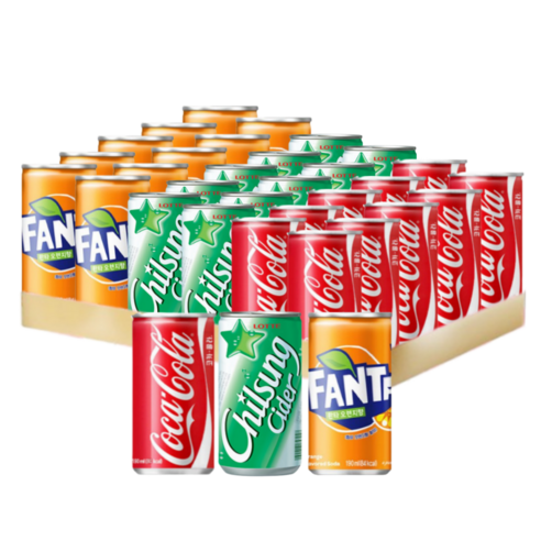 탄산음료 코카콜라 사이다 환타 3종 190ml 60캔 묶음, 1세트