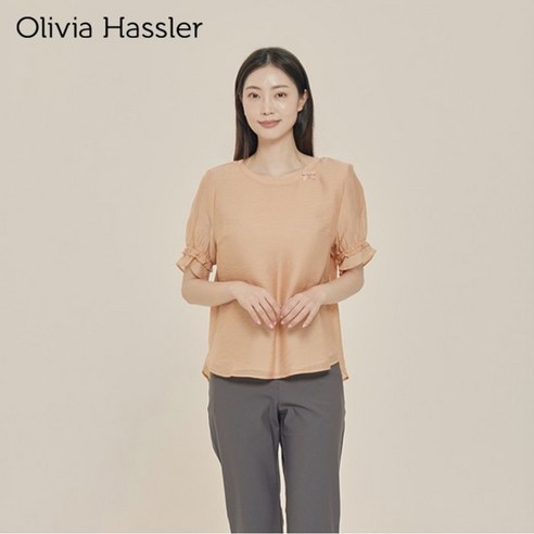 올리비아하슬러 라운드넥 리본 포인트 블라우스 OHCMBL902