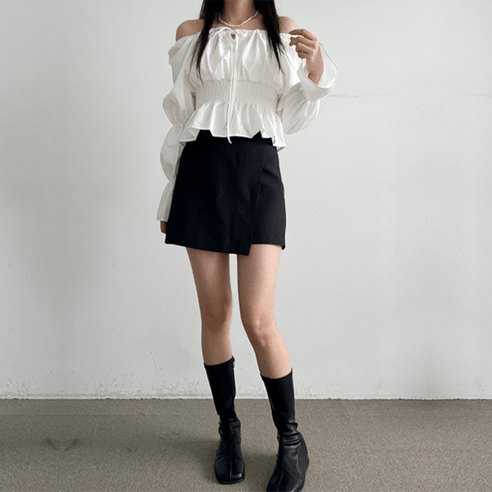오프숄더블라우스 퍼프 프릴블라우스 FR-1618109