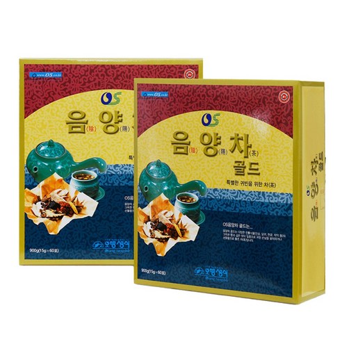 바라던건강 오행차 전통 한방 생약재 사용 OS 음양차 골드 2박스 오행생식 부모님 어르신 선물 건강차, 60개, 15g