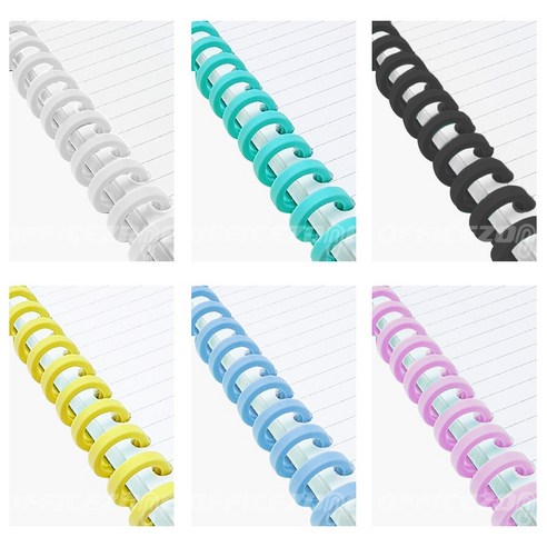 6색 30공 루즈링 제본링 바인더링 50개, 흰색, 12mm
