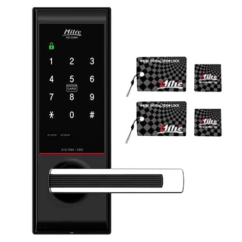 밀레시스텍 무타공 디지털 도어락 MI-5200S + 전자키 휴대폰걸이형 2개 + 스티커형