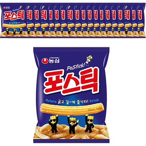 농심 포스틱 280g 대용량 과자 스낵 봉지과자, 16개
