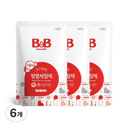 비앤비 거품형 젖병세정제 리필, 400ml, 8개