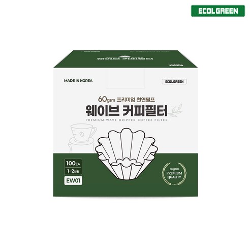 웨이브 커피필터 칼리타 155 천연펄프 드립필터 100매 200매, EW01 웨이브필터 1~2인용100매, 1개