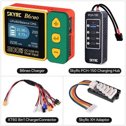 랜딩 SkyRC B6neo 크리스마스 트리 특별 버전 스마트 충전기 DC 200W PD 80W 배터리 밸런스 SK-100198 B6 neo, [08] Pink3