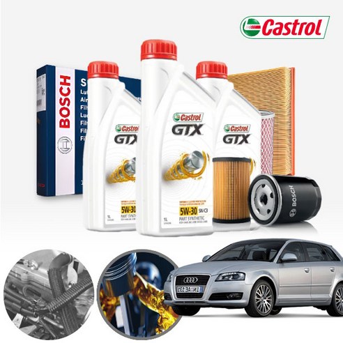 A3 2.0 TDI (CRB) 디젤 캐스트롤 GTX 5W30 SN C3 합성엔진오일 필터세트 5리터 IPA-P400+IPEO-866 KPT-1091143 cs08028