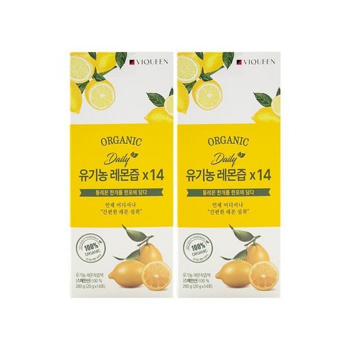 바이퀸 데일리 유기농 레몬즙 20g x 14포 x 2박스, 280g