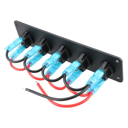 블루 LED 5 구 콘센트 조합 12-24V 라운드 대시 로커 토글 스위치 패널 RV 보트 해양 자동차 방수, 빨간색, 01 빨간