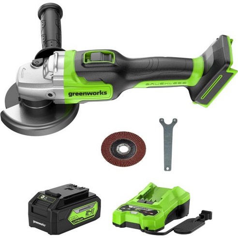 그린웍스 24V 브러시리스 앵글그라인더 배터리 및 충전기 별도 판매, Angle Grinder w/New 4.0Ah