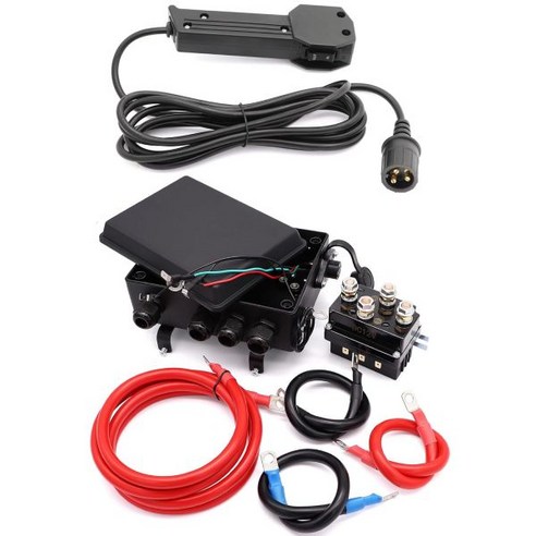 8000lbs17000lbs ATV Winch용 12V 500A Winch Solenoid Contactor Relay with Box and Twin Remote Contro, 500A Relay +Box + Remote + Wir