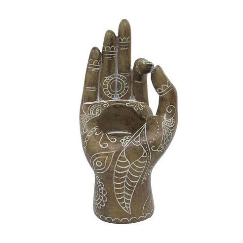 부처님의 캔들 홀더 Mudra 손 탁상 Tealight 캔들 홀더 장식 불교 스타일 촛대 손 모양의 공예, 청동, 수지
