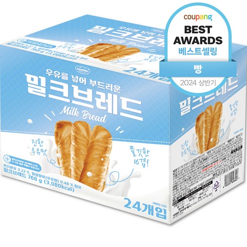 밀크 브레드 우유빵 320g, 32g, 12개