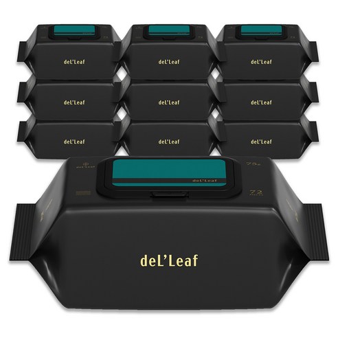 델리프 도톰 엠보싱 저자극 물티슈 넘버 세븐 카키 캡형 75gsm, 72매, 10개