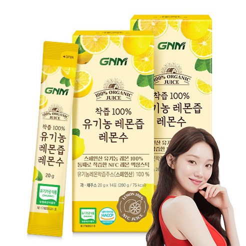 GNM NFC착즙 100% 유기농 레몬즙 레몬수 스틱 / 레몬 원액, 3박스, 280g