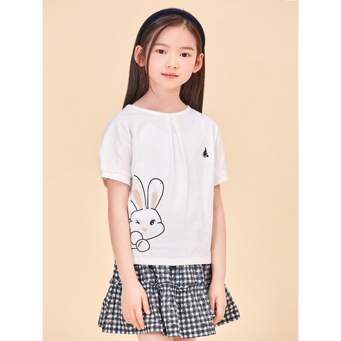 빈폴키즈 [BEANPOLE 키즈] 여아 저지 반소매 티셔츠 화이트 (BI4342G051)