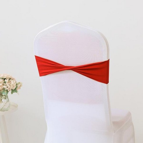 의자 새시 웨딩 라이크라 밴드 스트레치 나비 넥타이 커버 장식 파티 저녁 식사, 50 pcs, Rose Red