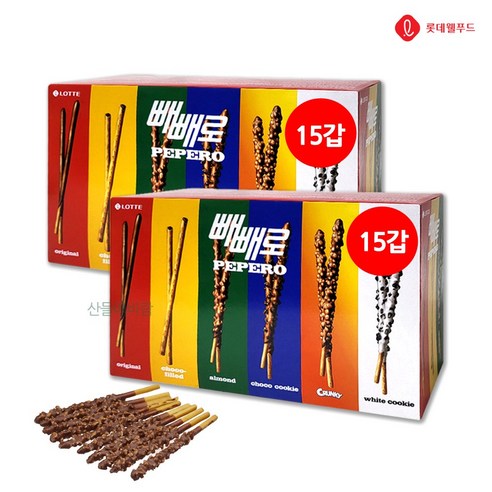 빼빼로 6종 15팩 X 2 패키지 빼빼로선물 빼빼로 간식, 상세페이지 참조, 상세페이지 참조