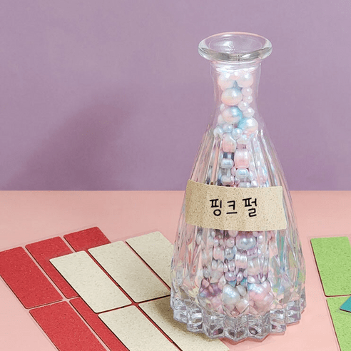 사각 코르크 스티커 라벨 방수 카페 24매