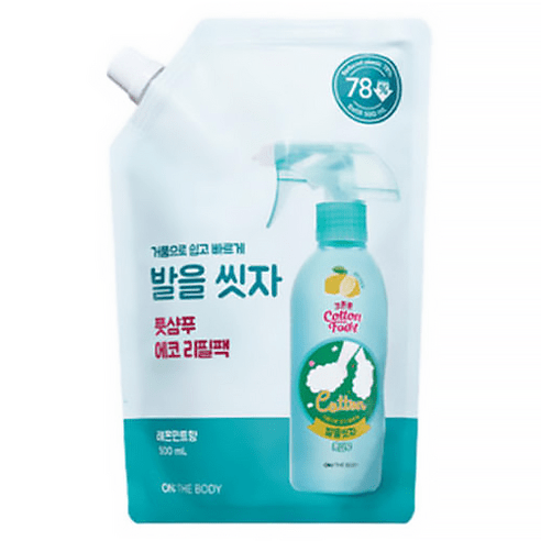 온더바디 코튼풋 발을씻자 풋샴푸 레몬향 리필, 1개입, 1개