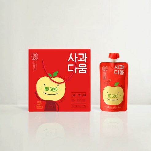 시골이야기 사과다움 씨없는 사과즙 국내산 100% 착즙 사과주스, 120ml, 48개