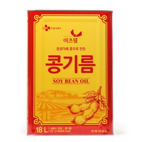 CJ이츠웰 콩기름 18L 대용량 업소용 식용유 대두유 콩식용유 말통 18리터, 1개