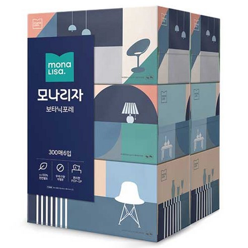 모나리자 보타닉포레 미용 각티슈 2겹, 300매입, 6개