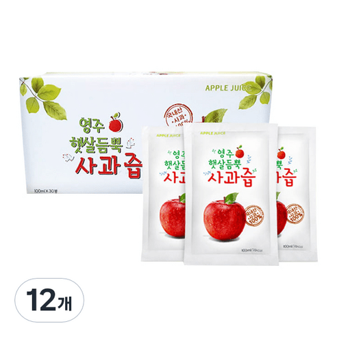 영주 햇살듬뿍 사과즙 30p, 3000ml, 12개