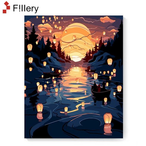 FiIIery DIY 명화그리기 그림그리기 꽃 피포페인팅 유화 세트 40x50cm, 85-봄날