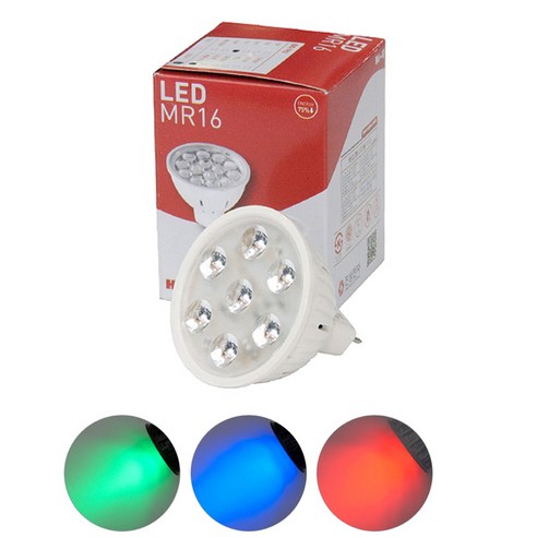 칼라 LED MR16 1.5W 220V 적색.청색.녹색 RGB 할로겐 대체용 저전력 전기절약 램프 실내용 다운라이트, 1개, 칼라변환