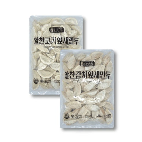 허만두 알찬 고기잎새만두 1.4kg+허만두 알찬 김치 잎새만두 1.4kg