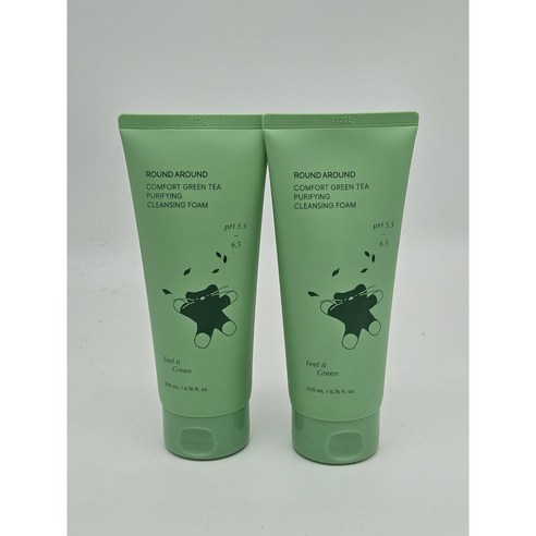 라운드어라운드 컴포트 그린티 약산성 클렌징 뽀득 폼 200ml 3개 ROUNDAROUND GREEN TEA PURIFYING CLEANSING FOAM 맑은피부 매끈하게세정