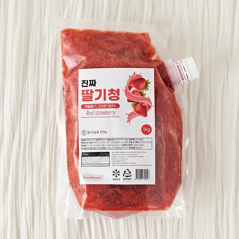 푸드마실 진짜 딸기청 카페 대용량 딸기라떼 수제 과일청, 3개, 1kg