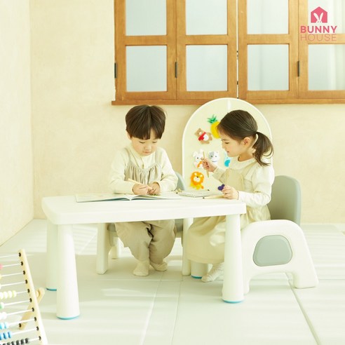 [바니하우스]베키 높이조절 유아 책상 의자 세트, 에코블루/에코블루