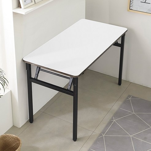블랙 철제 다리 접이식 테이블 1000 x 600 mm, 마블링