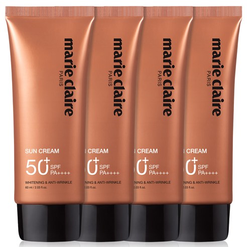 마리끌레르 선크림 SPF50+ PA++++ 썬크림 썬케어, 4개, 60ml