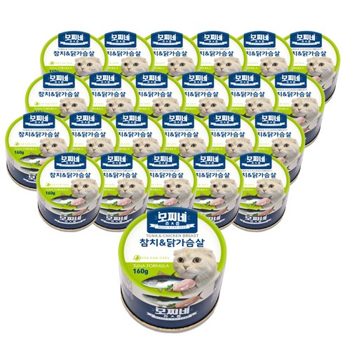모찌네 고양이캔 츄릅 주식캔 24p, 참치 + 닭가슴살 혼합맛, 160g, 24개