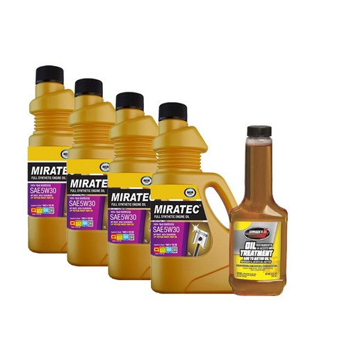 미라텍 합성엔진오일 5W30 5W40 4L+존슨 엔진코팅제 12oz 기솔린 디젤 LPG, 4)5W40 4L+엔진누유방지제12oz