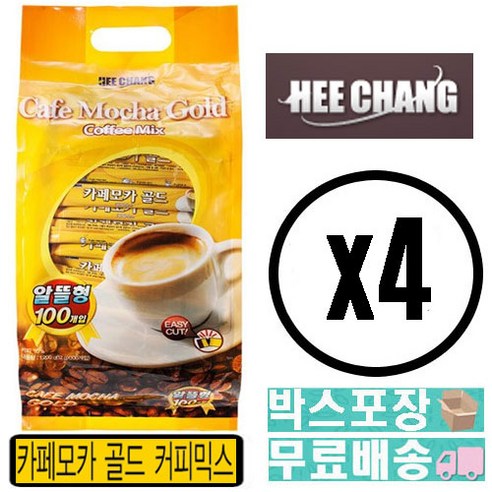 카페모카 골드 코스트코 인스턴트 커피 가루 믹스 스틱, 12g, 100개입, 4개