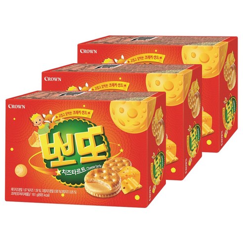크라운 뽀또 치즈타르트 크래커 샌드, 322g, 2개