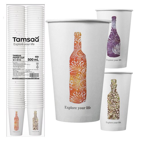 탐사 고평량 종이컵 500ml, 100개입, 1개
